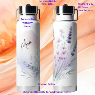 Personalized for Mom or Anyone Floral Water Bottle