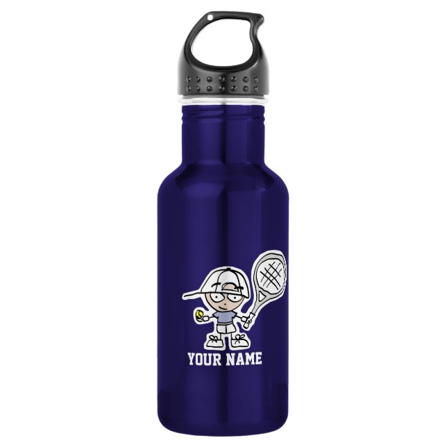 Personalized for tennis players stainless steel water bottle (Front)