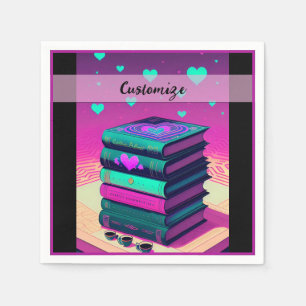 Personalized For The Love Of Books Pink 2 Napkins