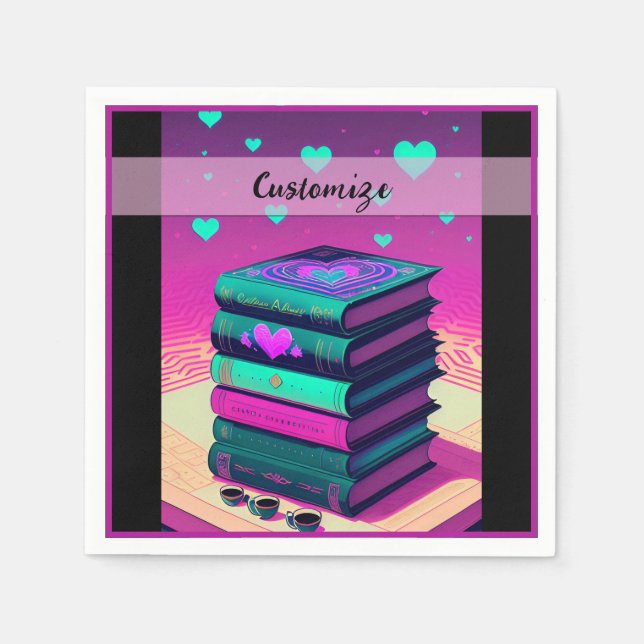 Personalized For The Love Of Books Pink 2 Napkins (Front)