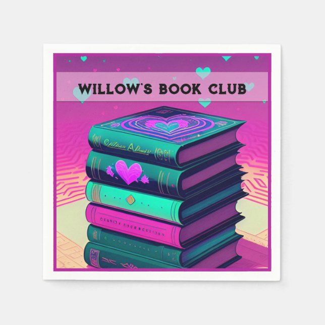 Personalized For The Love Of Books Pink Napkins (Front)