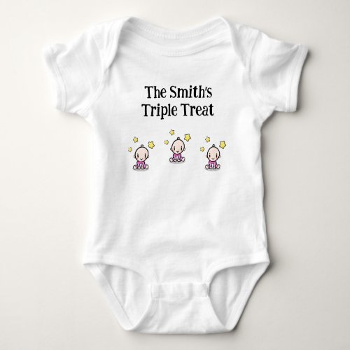 personalized for triplet girls gift idea  baby bodysuit