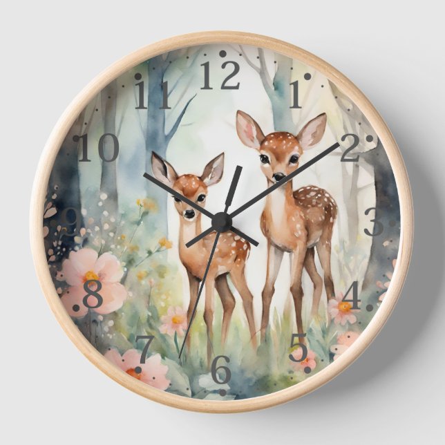 Personalized Forest Fawn Wall Clock (Front)