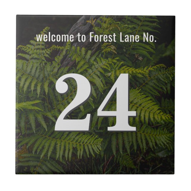 Personalized forest fern House / Apartment Number Ceramic Tile (Front)