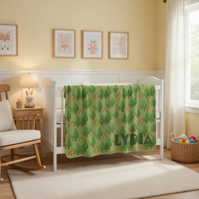 Personalized Forest Fox Baby Blanket (Creator Uploaded)