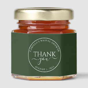 Personalized Forest Green Honey Bridal Shower Jar Favors