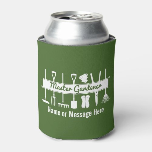 Personalized Forest Green Master Gardener Can Cooler