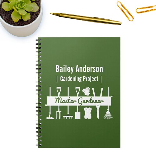 Personalized Forest Green Master Gardener Notebook