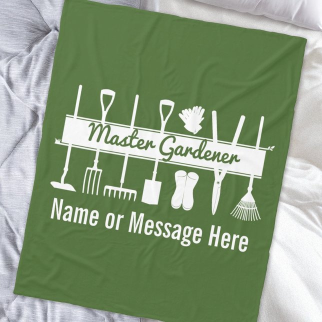 Personalized Forest Green Modern Master Gardener Fleece Blanket (Creator Uploaded)
