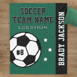 Personalized Forest Green Soccer Player Name Fleece Blanket<br><div class="desc">Personalized soccer themed fleece blanket for soccer players when they're not scoring goals on the field, and for their parents to support their kids and stay warm at chilly games! Makes a unique team gift for travel tournaments. Design features a soccer ball customized with the player's uniform number, custom text...</div>