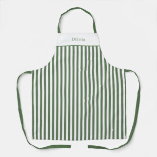 Personalized Forest Green Stripe Pattern Apron (M)