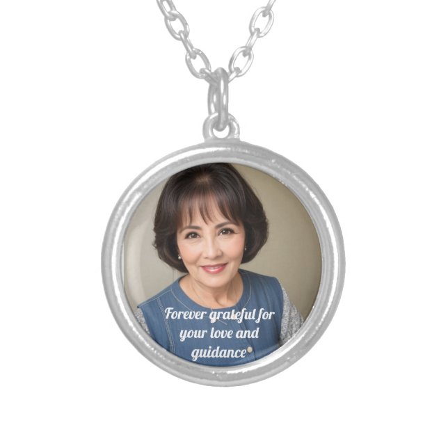 Personalized Forever Grateful Mother gift script  Silver Plated Necklace (Front)