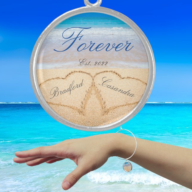 Personalized Forever | Hearts in Sand   Bangle Bracelet (Creator Uploaded)