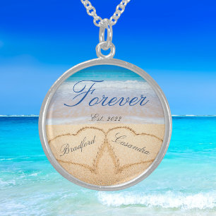 Personalized Forever Hearts in Sand Wedding Gif Locket Necklace