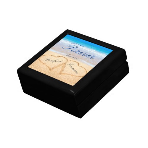 Personalized Forever  Hearts in Sand  Wedding Gift Box