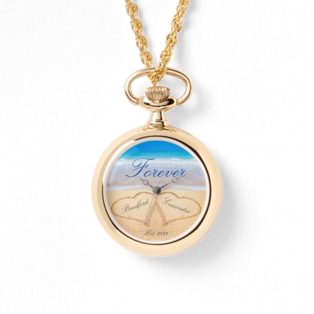 Personalized Forever | Hearts in Sand  Wedding   Watch (Front)
