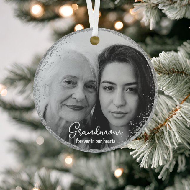Personalized Forever in our Hearts Photo Memory Metal Ornament (Creator Uploaded)