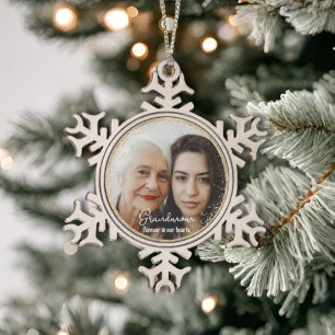 Personalized Forever in our Hearts Photo Memory Sn Snowflake Pewter Christmas Ornament