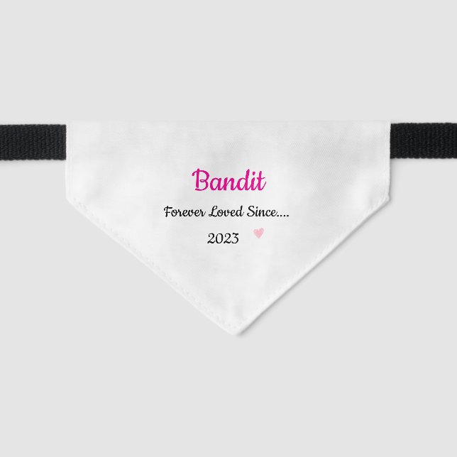Personalized Forever Loved Pet Adoption Bandana Collar (Front)