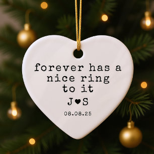 Personalized Forever Typography Engaged Ceramic Ornament