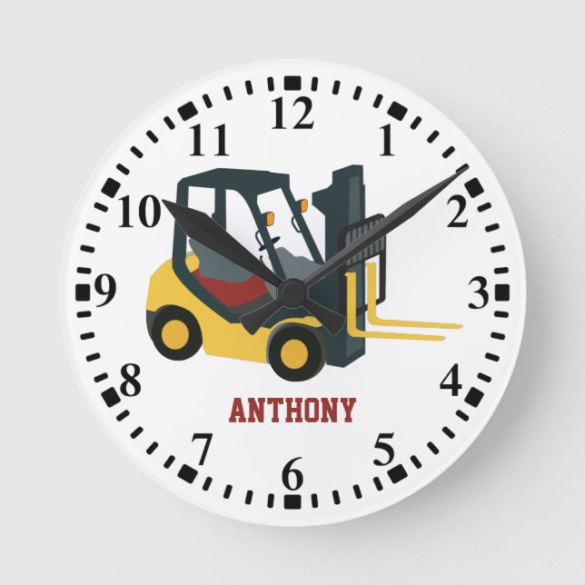 Personalized Forklift Truck Round Clock (Front)