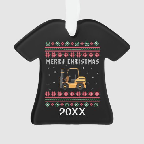 Personalized Forklift Ugly Christmas Sweater Ornament