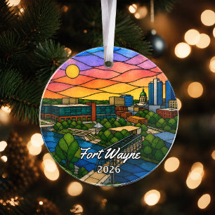 Personalized Fort Wayne Acrylic Ornament, Custom I Ornament