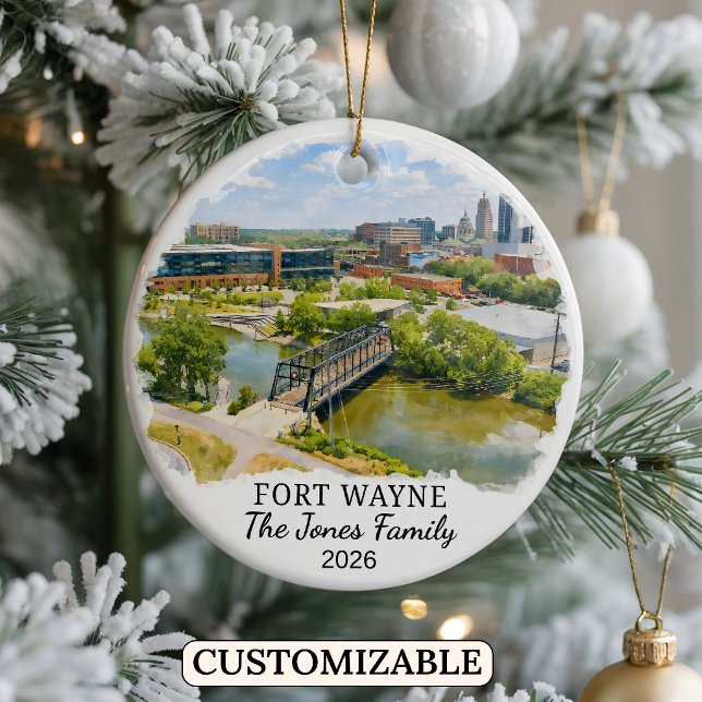 Personalized Fort Wayne Ornament, Custom Indiana Ceramic Ornament (Creator Uploaded)