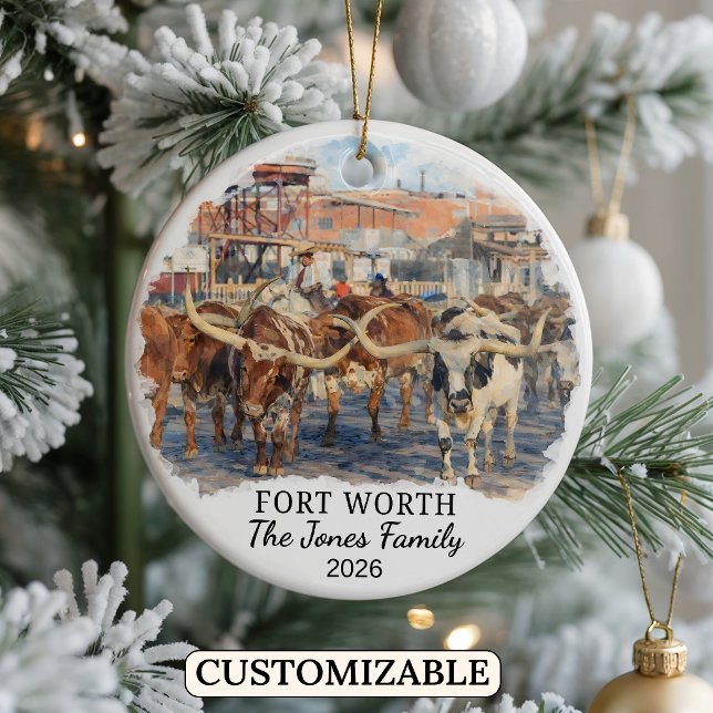 Personalized Fort Worth Ornament, Custom Texas Ceramic Ornament (Creator Uploaded)
