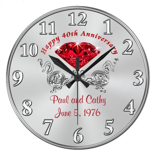 Personalized Fortieth RUBY Anniversary Gift Clock | Zazzle.com