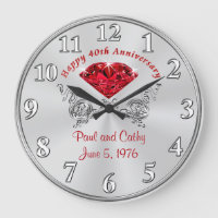 Personalized Fortieth RUBY Anniversary Gift Clock