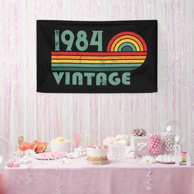 Personalized forty vintage 40th birthday party banner (Party)
