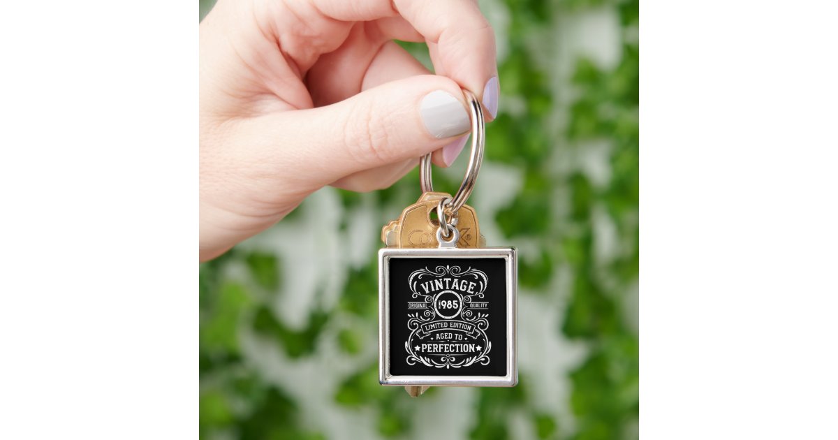 Personalized forty vintage 40th birthday party keychain | Zazzle