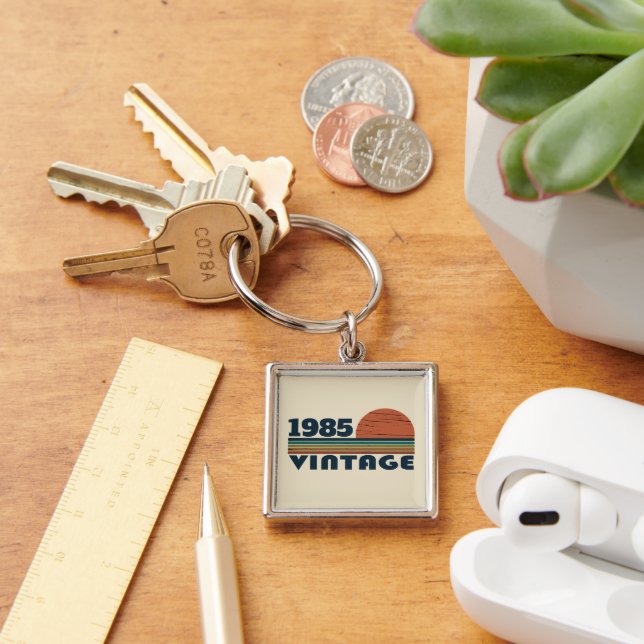 Personalized Forty vintage 40th birthday party Keychain (Desk)
