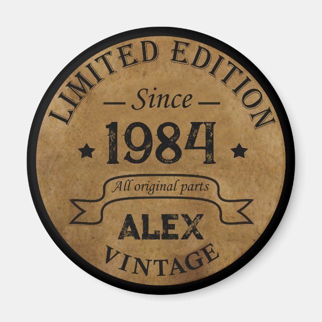 Personalized forty vintage 40th birthday party magnet (Front)