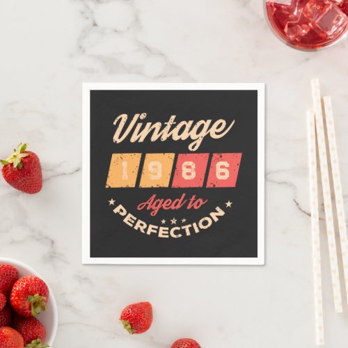 Personalized forty vintage 40th birthday party napkins