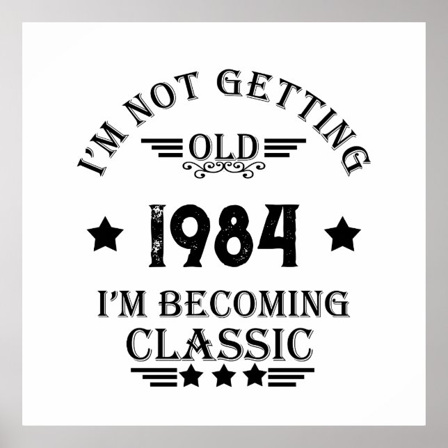 Personalized forty vintage 40th birthday party poster (Front)