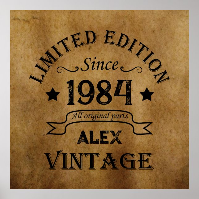 Personalized forty vintage 40th birthday party poster (Front)