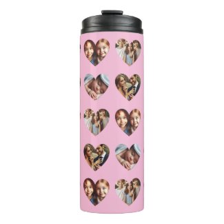 Personalized Four 4 Family Photos Thermal Tumbler 