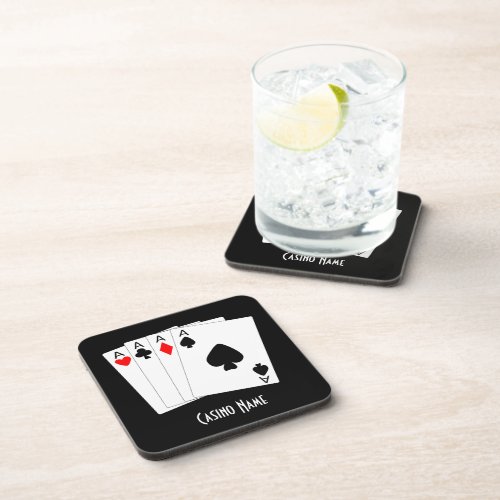 Personalized Four Aces Design Drink Coaster