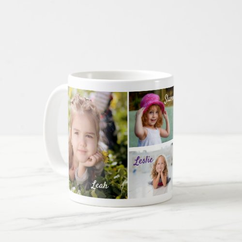 Personalized Four Custom Family Photos Coffee Mug