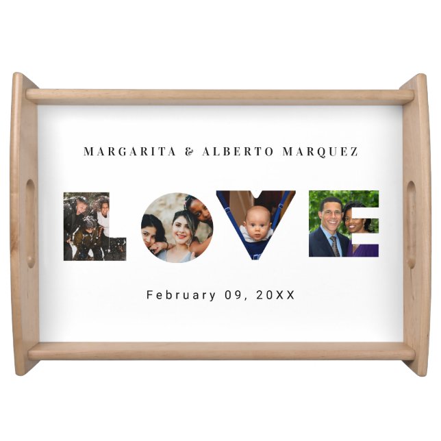 Personalized Four Image LOVE  Serving Tray (Front)