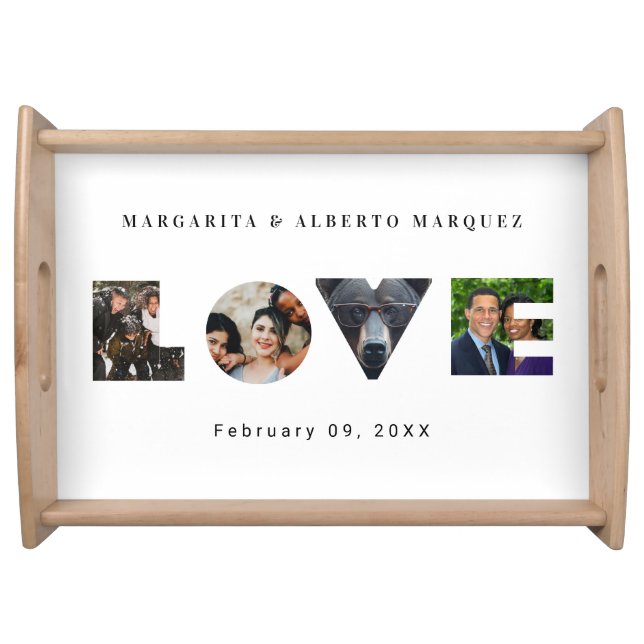 Personalized Four Image LOVE  Serving Tray (Front)