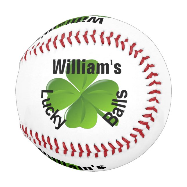 Personalized Four Leaf Clover Lucky Baseball (Front Right)