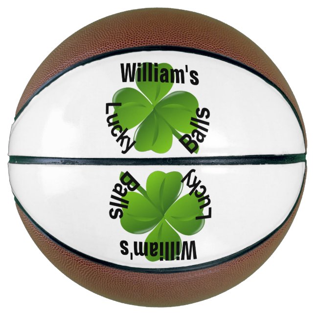 Personalized Four Leaf Clover Lucky Basketball (Front)