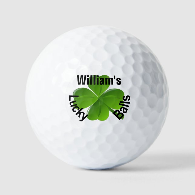 Personalized Four Leaf Clover Lucky Golf Balls (Front)