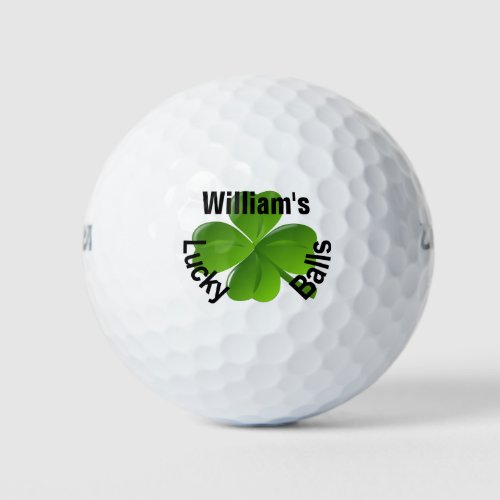 Personalized Four Leaf Clover Lucky Golf Balls