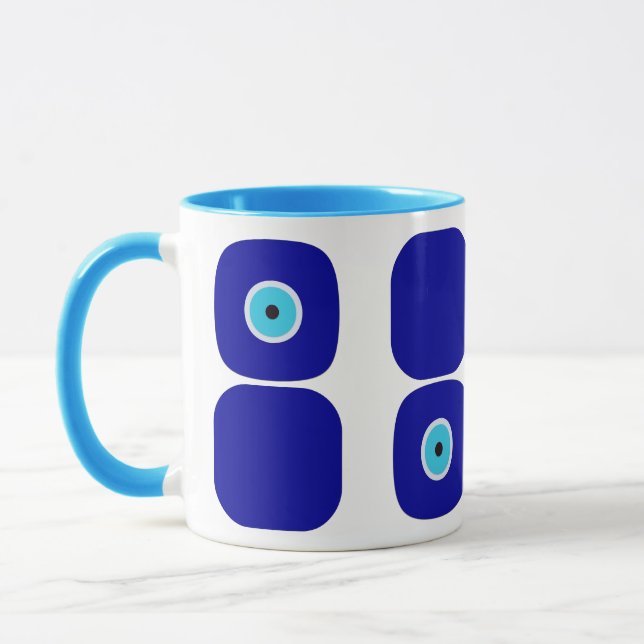 Personalized Four Photos, Blue Evil Eye Amulets  Mug (Left)