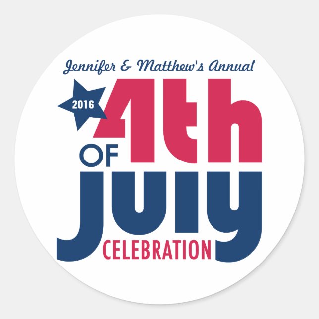 Personalized Fourth of July Celebration Stickers (Front)