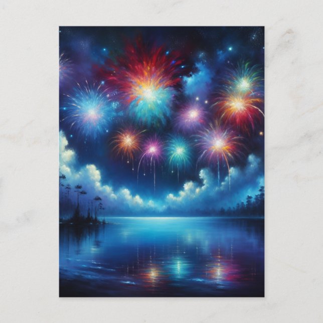 Personalized Fourth of July Fireworks Postcard (Front)
